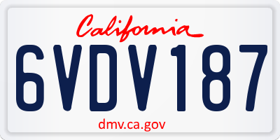CA license plate 6VDV187