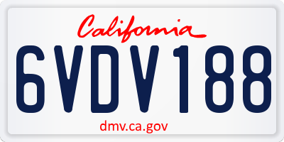 CA license plate 6VDV188