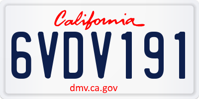 CA license plate 6VDV191