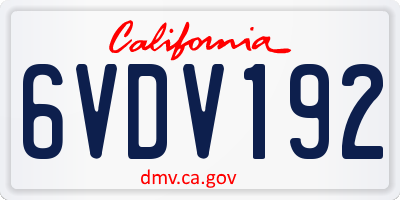 CA license plate 6VDV192