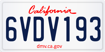 CA license plate 6VDV193