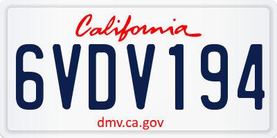 CA license plate 6VDV194