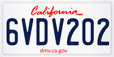 CA license plate 6VDV202