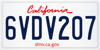 CA license plate 6VDV207