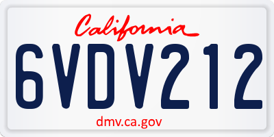 CA license plate 6VDV212