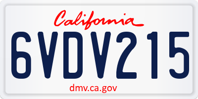 CA license plate 6VDV215