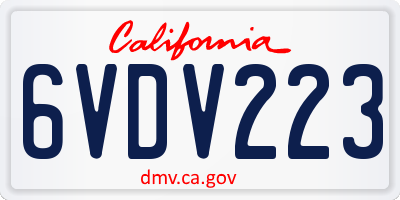 CA license plate 6VDV223