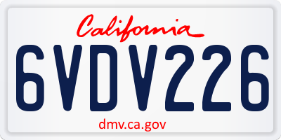 CA license plate 6VDV226