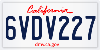 CA license plate 6VDV227