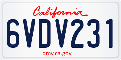 CA license plate 6VDV231