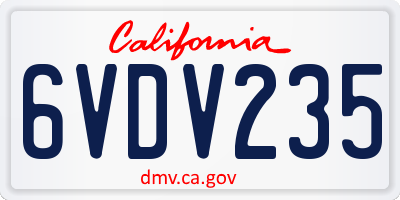 CA license plate 6VDV235