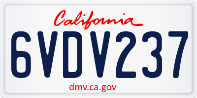 CA license plate 6VDV237