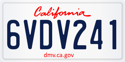 CA license plate 6VDV241