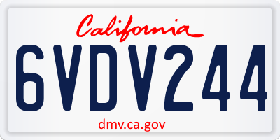CA license plate 6VDV244
