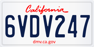 CA license plate 6VDV247