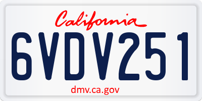 CA license plate 6VDV251