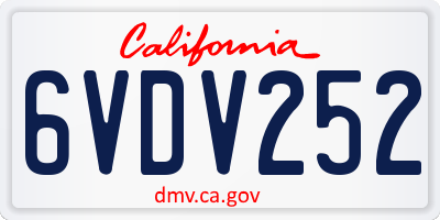 CA license plate 6VDV252