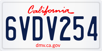 CA license plate 6VDV254
