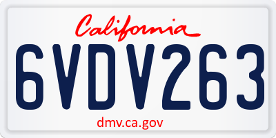CA license plate 6VDV263