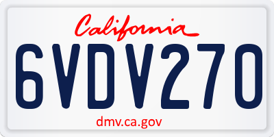 CA license plate 6VDV270