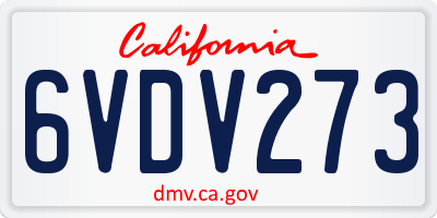CA license plate 6VDV273