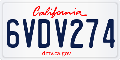 CA license plate 6VDV274