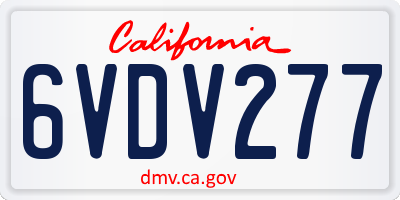 CA license plate 6VDV277