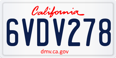 CA license plate 6VDV278