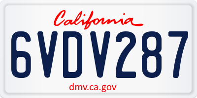 CA license plate 6VDV287