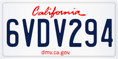 CA license plate 6VDV294