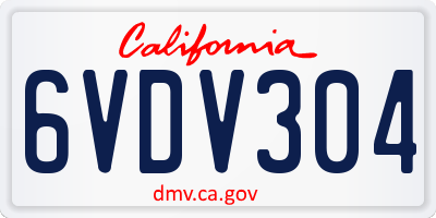 CA license plate 6VDV304