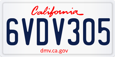 CA license plate 6VDV305