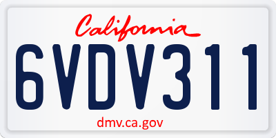 CA license plate 6VDV311