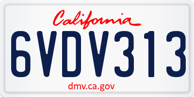 CA license plate 6VDV313
