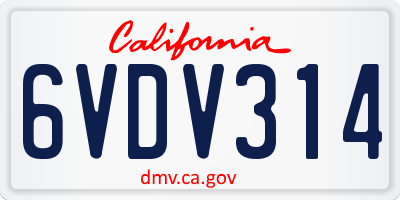 CA license plate 6VDV314