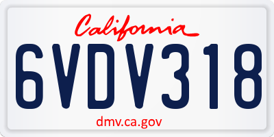CA license plate 6VDV318