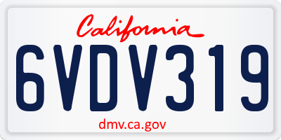CA license plate 6VDV319