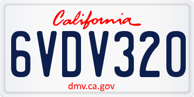 CA license plate 6VDV320