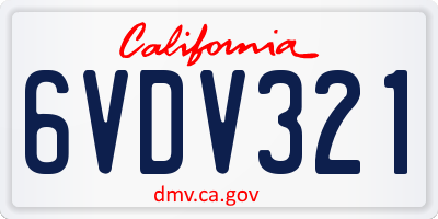 CA license plate 6VDV321