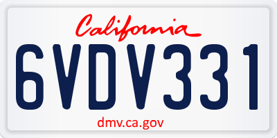CA license plate 6VDV331