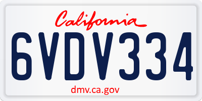 CA license plate 6VDV334