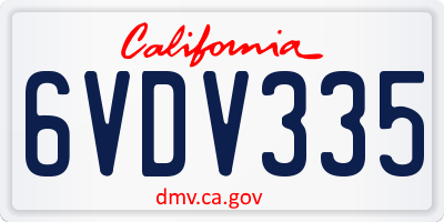 CA license plate 6VDV335
