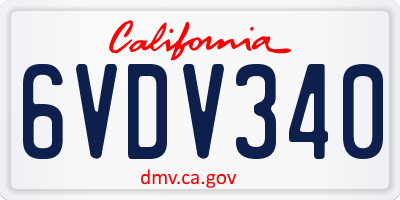 CA license plate 6VDV340