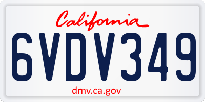 CA license plate 6VDV349