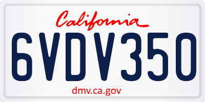 CA license plate 6VDV350