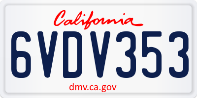 CA license plate 6VDV353