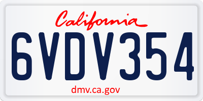 CA license plate 6VDV354