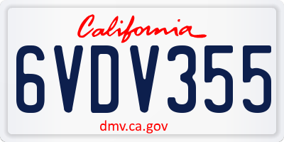 CA license plate 6VDV355