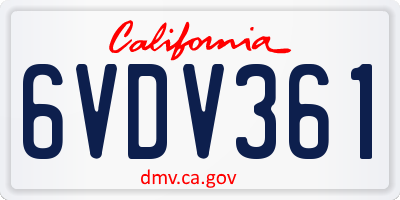 CA license plate 6VDV361