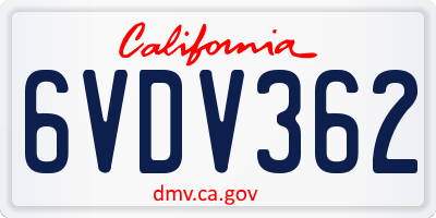 CA license plate 6VDV362